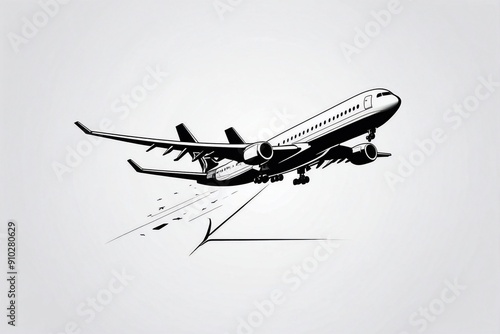 Obraz na płótnie Minimalist Airplane Logo on White Background w salonie
