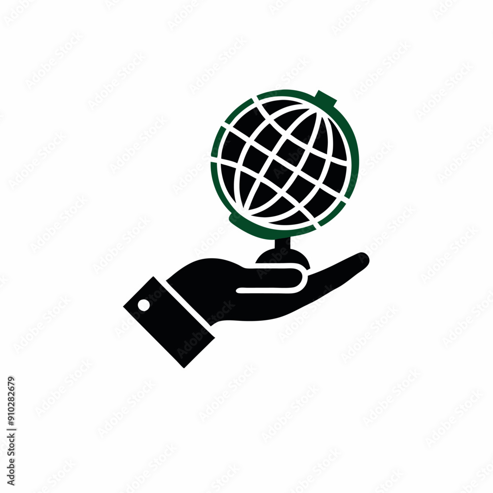 a hand holding geographical blobal icon, isolated white background a hand holding geographical blobal icon, isolated white background