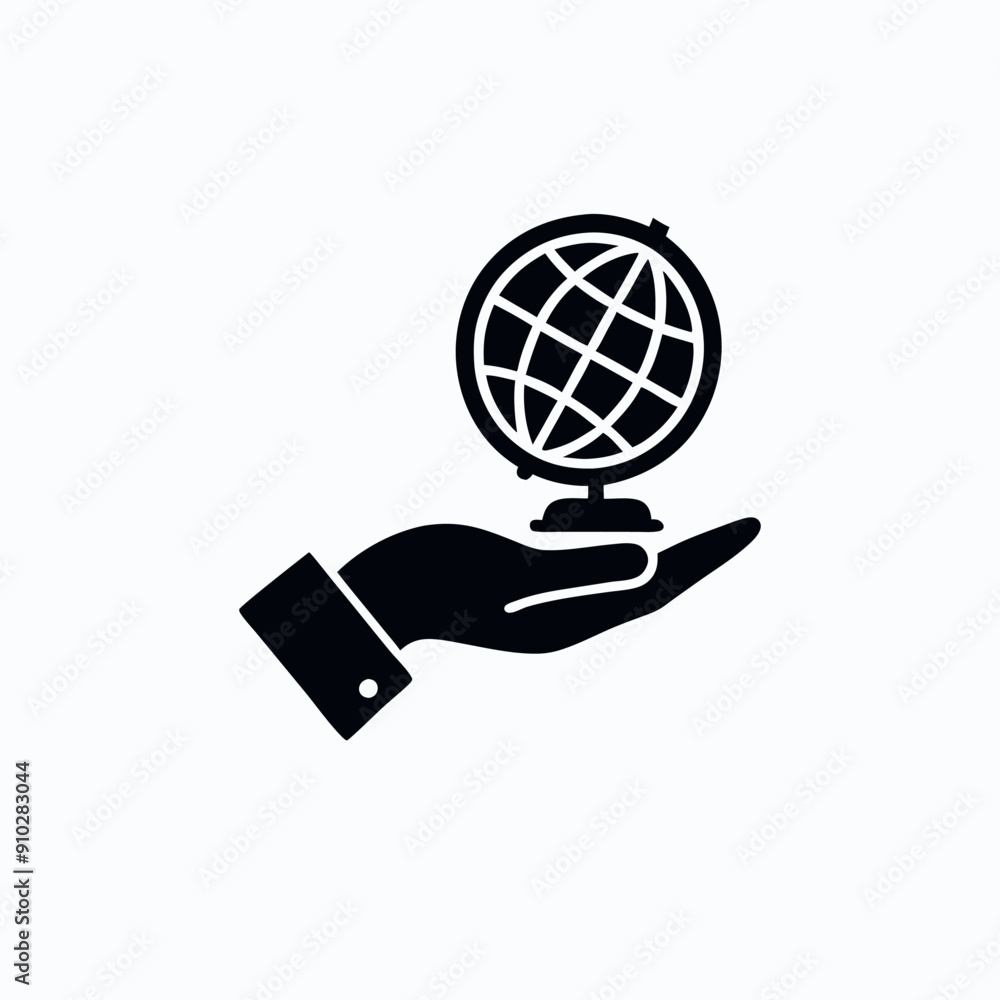 a hand holding geographical blobal icon, isolated white background a hand holding geographical blobal icon, isolated white background