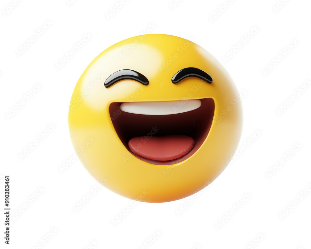 Fototapeta premium A smile face emoticon isolated on white transparent background