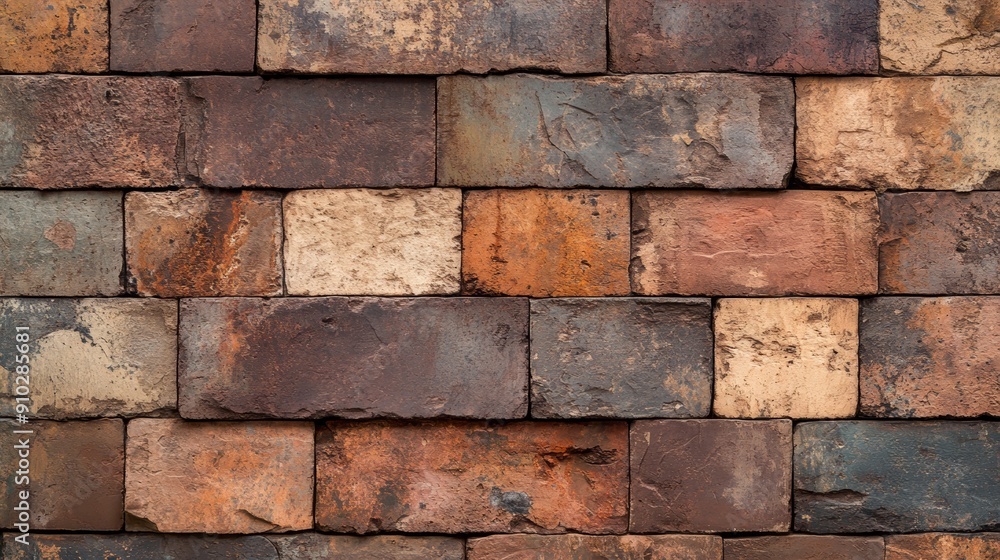 A close-up of a brick wall, showing the texture and color variations of the bricks. A close-up of a brick wall, showing the texture and color variations of the bricks.
