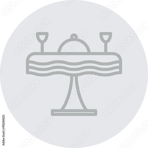Dinning Table Vector Line Grey Circle Grey