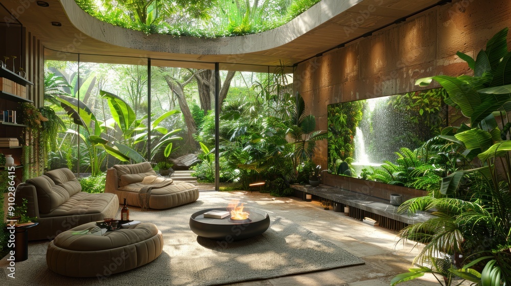 Modern Living Room with a Tropical View Modern Living Room with a Tropical View