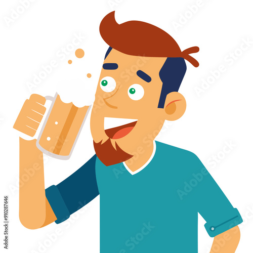 man drinking beer vector art