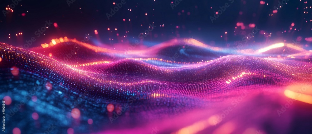 Fototapeta premium abstract digital neon lights landscape 