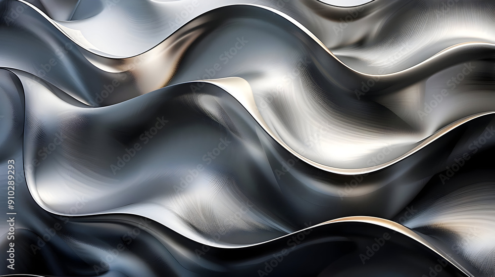 Abstract 3D Metallic Waves Illustration