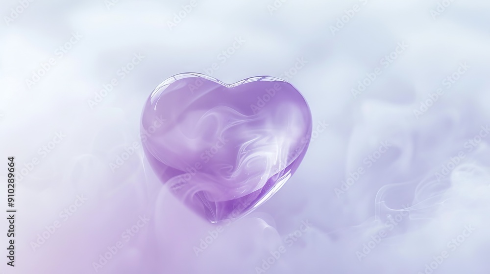Lavender heart in smoke. A delicate lavender heart shape sits atop a cloud of vapor, conveying a sense of love and serenity. Lavender heart in smoke. A delicate lavender heart shape sits atop a cloud of vapor, conveying a sense of love and serenity.