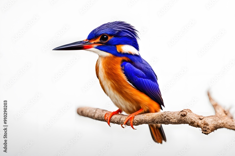 Azure kingfisher bird on white background, Ai Generated Azure kingfisher bird on white background, Ai Generated