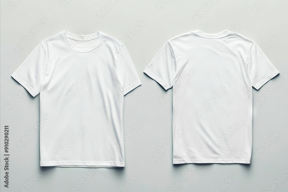 Two white t-shirts on a gray background Two white t-shirts on a gray background