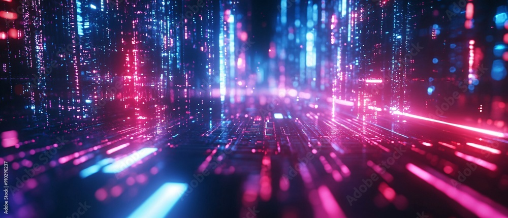 abstract digital neon lights landscape abstract digital neon lights landscape