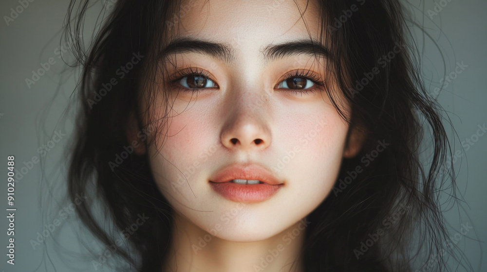 A woman with dark hair and brown eyes is smiling at the camera A woman with dark hair and brown eyes is smiling at the camera