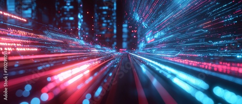 abstract digital neon lights landscape 