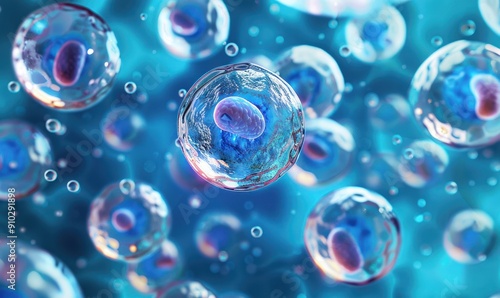 Wallpaper Mural mini blue human cell or Embryonic stem cell microscope background Torontodigital.ca