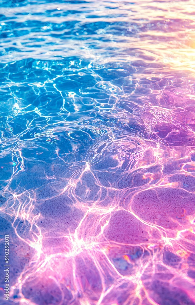 Obraz premium A close up of a blue and pink water surface