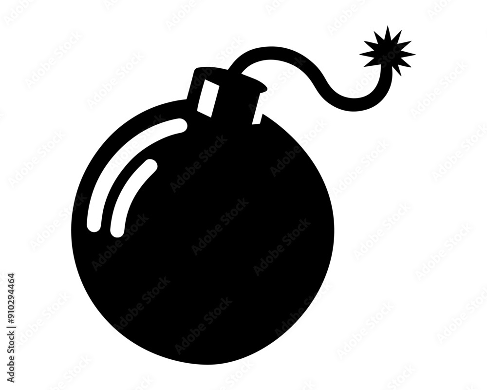Silhouette of a bomb with burning wick. Vector Silhouette of a bomb with burning wick. Vector