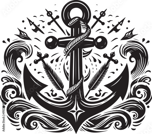 Anchor black silhouette vector illustration