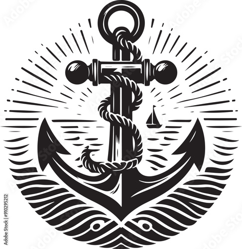 Anchor black silhouette vector illustration