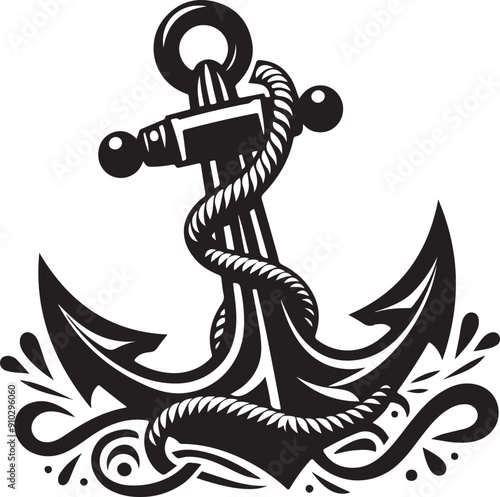 Anchor black silhouette vector illustration