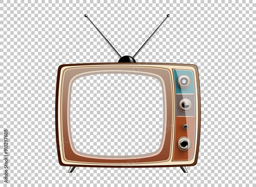 Vector retro television mock up isolate on transparent grid