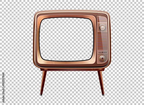 Vector retro television mock up isolate on transparent grid