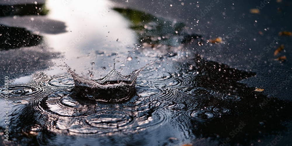 Naklejka premium rain drops on the ground