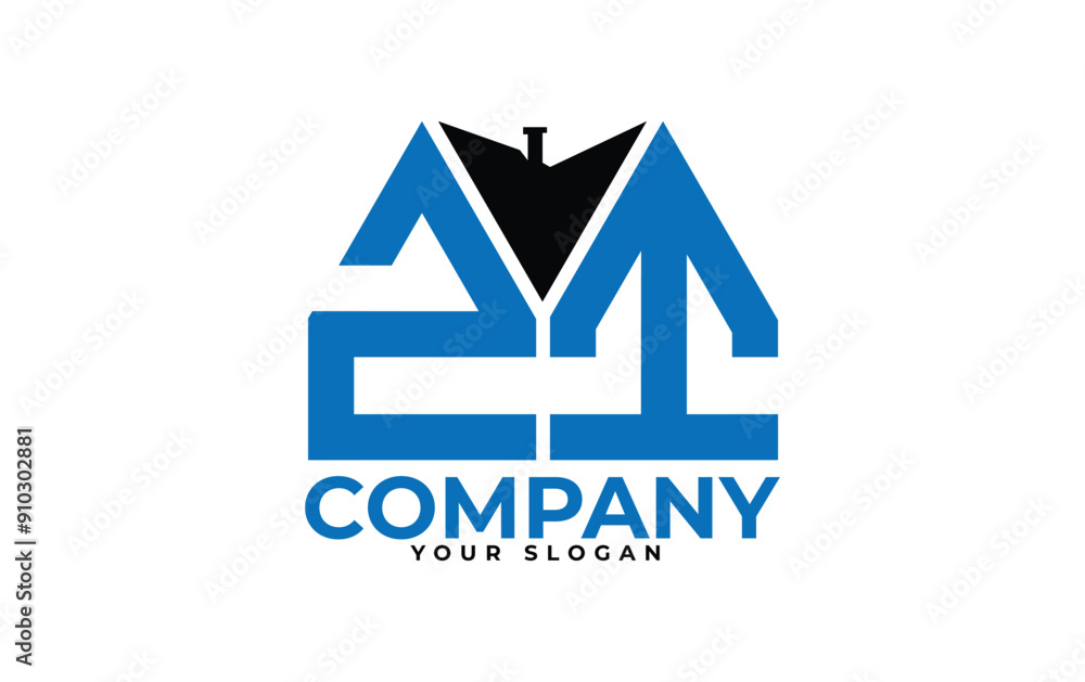 Fototapeta premium ZI letter creative real estate vector logo design.