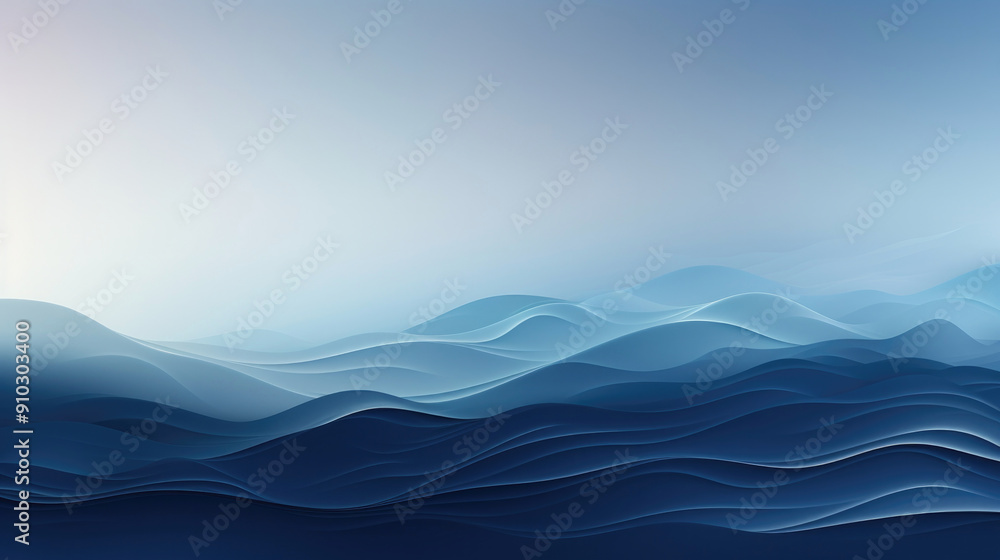 Image of a large body of blue water with waves with signs of disturbance. Texture background in blue tones, frame, pattern, collage... Blue water waves