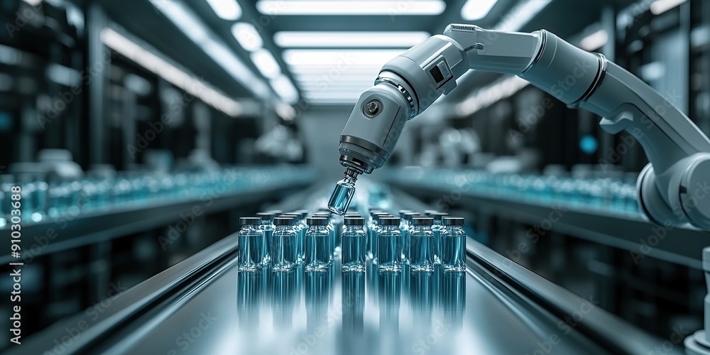 Technology with Robotic Arm and Bottle