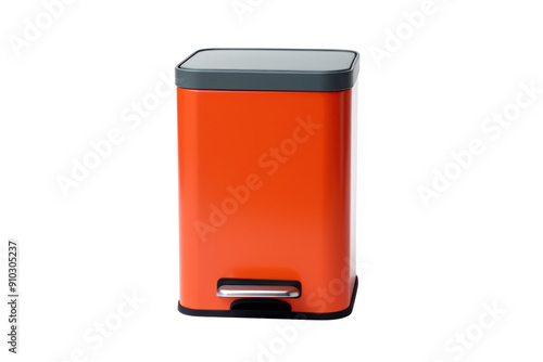 Wallpaper Mural modern, square-shaped plastic trash can with a sleek, handle-less lid, isolated on a crisp white background. Torontodigital.ca