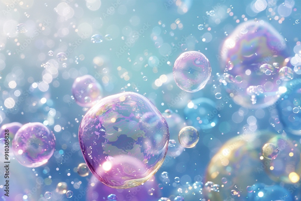 custom made wallpaper toronto digitalA whimsical and lighthearted backdrop with photorealistic colorful soap bubbles drifting in the air