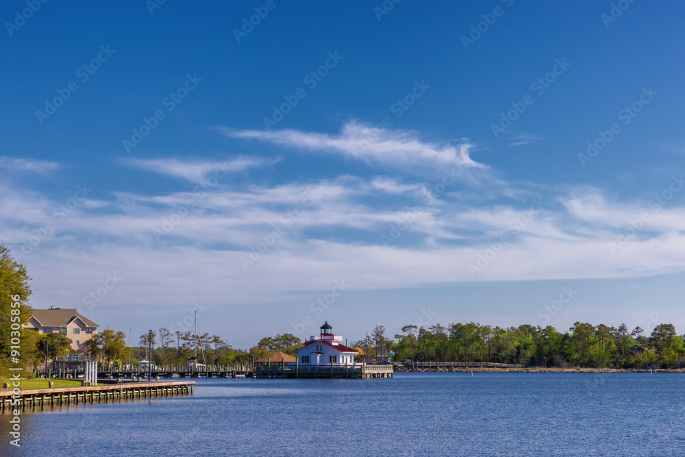 Waterfront view of Manteo harbor on Roanoke Island, Outer Banks, North Carolina, USA Waterfront view of Manteo harbor on Roanoke Island, Outer Banks, North Carolina, USA