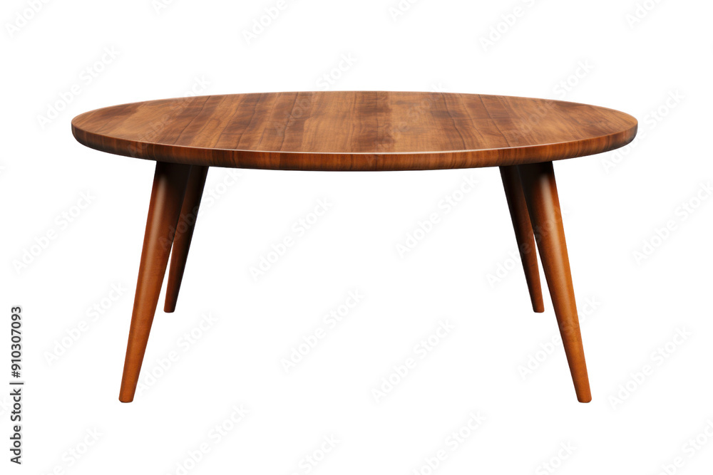 mid-century modern coffee table with a round top and tapered legs, isolated on a white background mid-century modern coffee table with a round top and tapered legs, isolated on a white background