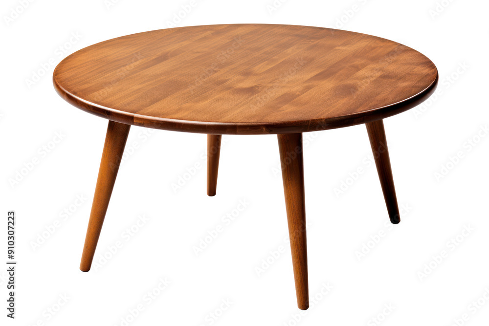 mid-century modern coffee table with a round top and tapered legs, isolated on a white background mid-century modern coffee table with a round top and tapered legs, isolated on a white background