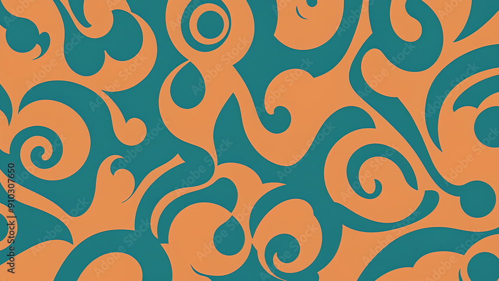 Naklejka premium Seamless abstract wallpaper: psychedelic swirl pattern featuring vibrant colors, retro design, and artistic textures with groovy shapes and water splash effects