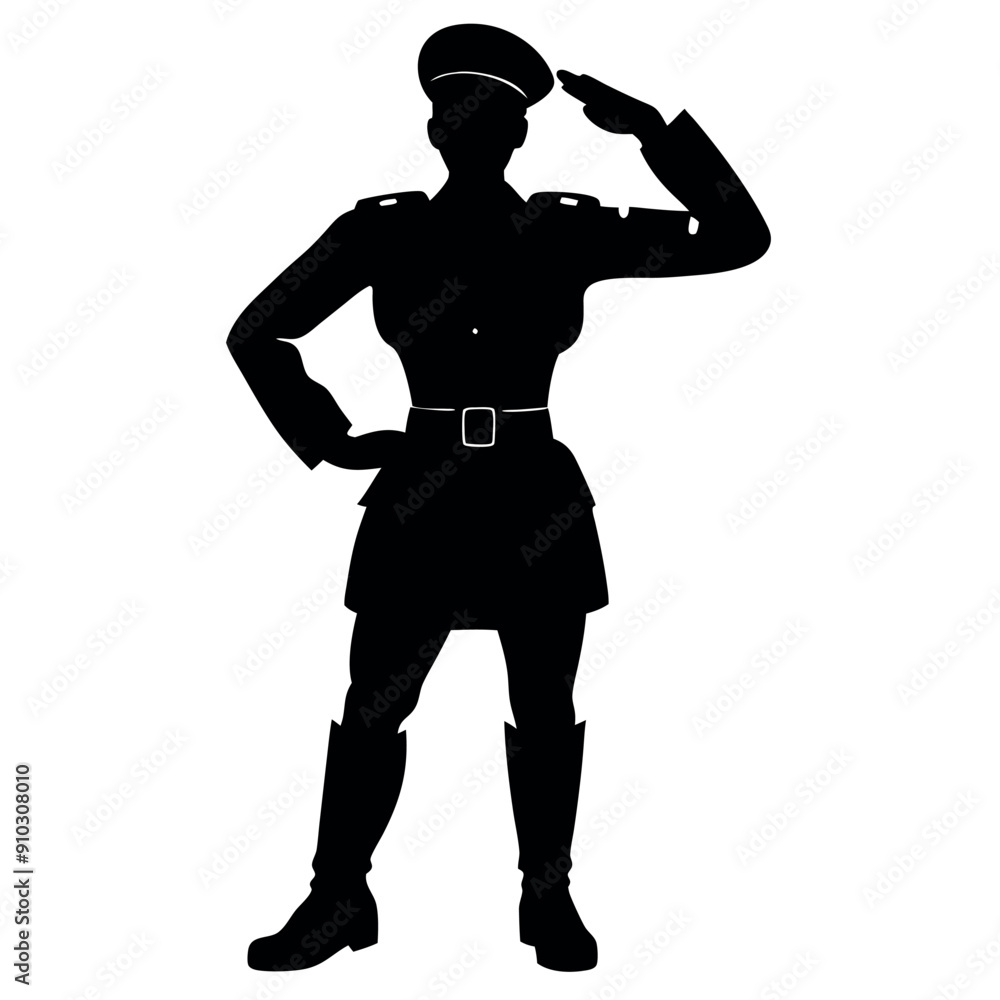 a strong Soldier woman salute position vector silhouette, a lady soldier stand with shoes, isolated white background a strong Soldier woman salute position vector silhouette, a lady soldier stand with shoes, isolated white background