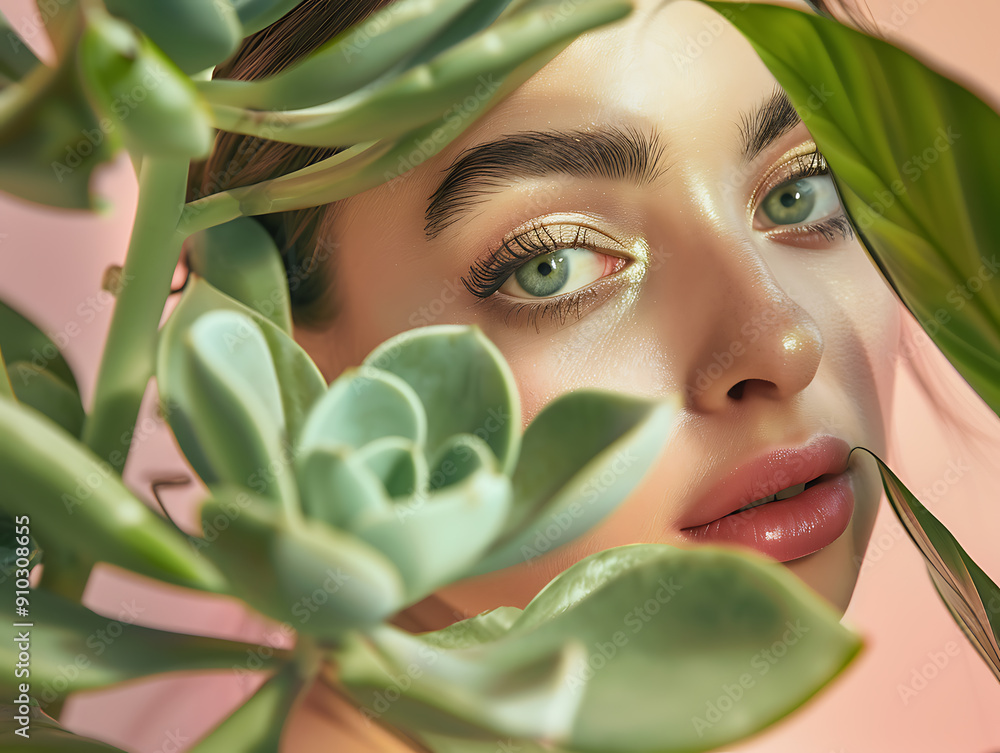 A woman's eye and succulent plant, green, pink, gold, beauty, nature, fresh, spring.
A woman's eye and succulent plant, green, pink, gold, beauty, nature, fresh, spring.