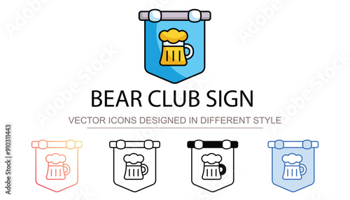 Bear Club Sign icon design with white background stock illustration