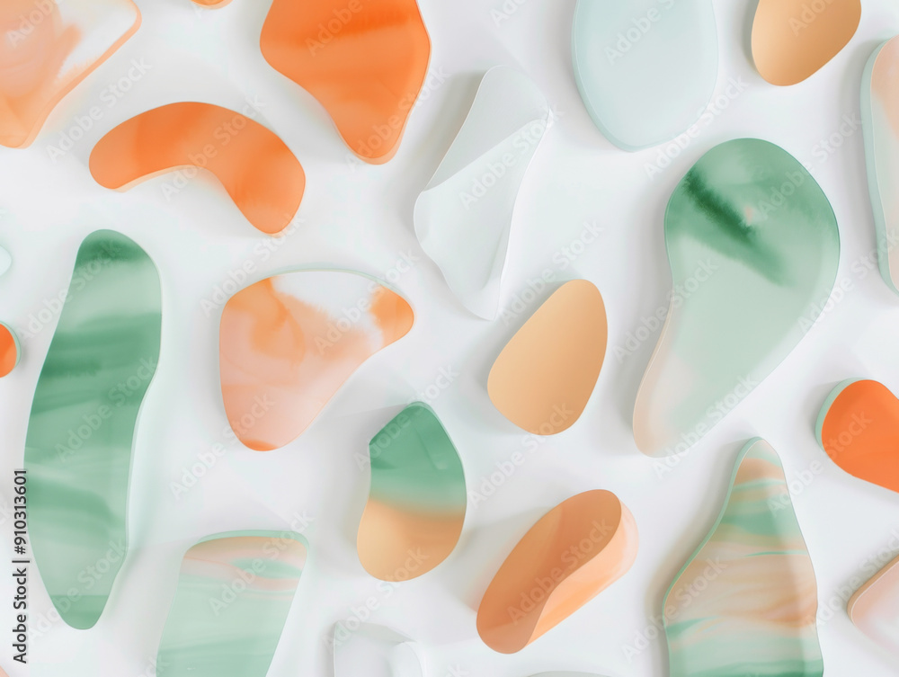 Organic Peach and Green Background, Generative AI Illustration Organic Peach and Green Background, Generative AI Illustration