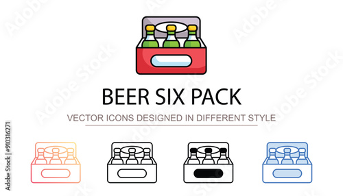 Beer Six Pack icon design with white background stock illustration