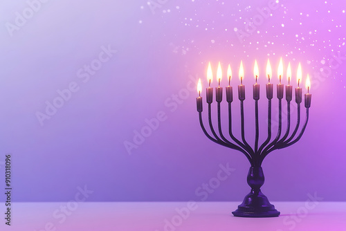 religion image of jewish holiday Hanukkah background with menorah