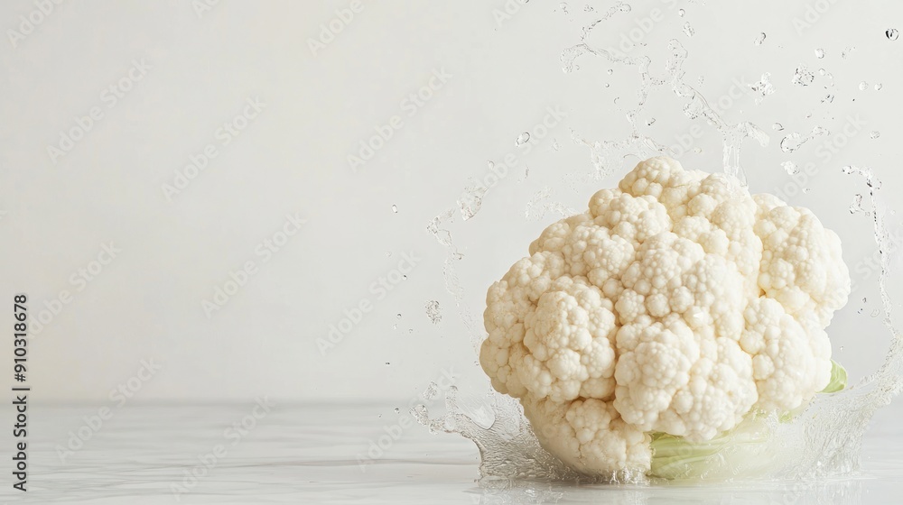 Fresh cauliflower splashing into water. Fresh cauliflower splashing into water.