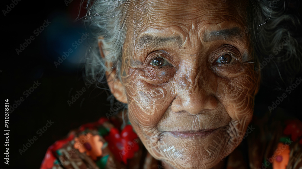 A woman with a white face and dark hair A woman with a white face and dark hair