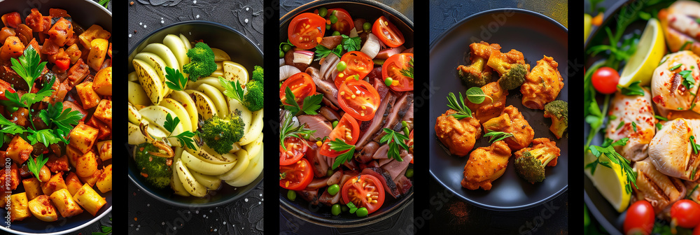 Collage of Various Delicious and Colorful Food Dishes Collage of Various Delicious and Colorful Food Dishes