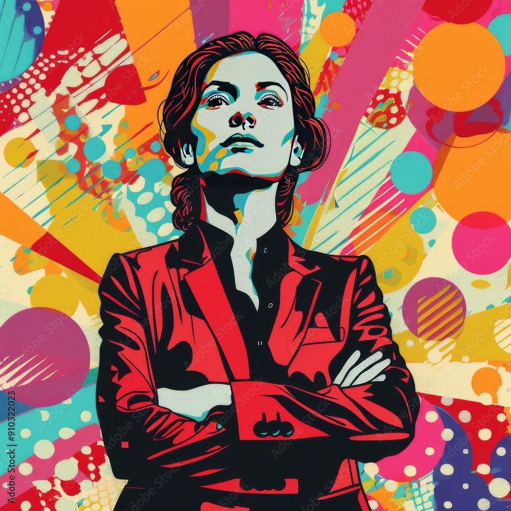 Businesswoman in a bold business poster layout. Businesswoman in a bold business poster layout.
