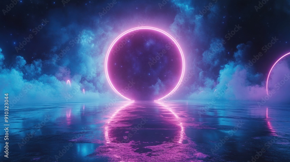 Neon Circle in the Night Sky Neon Circle in the Night Sky