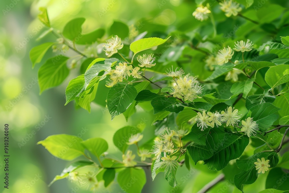 Fresh green lime leaves in springtime, selective focus with bokeh background - Tilia . Beautiful simple AI generated image in 4K, unique. Fresh green lime leaves in springtime, selective focus with bokeh background - Tilia . Beautiful simple AI generated image in 4K, unique.
