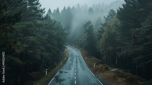 Foggy Forest Road.