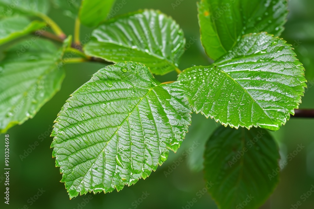 Close-up of vibrant green leaves with dew drops, showcasing nature's freshness and beauty in a detailed botanical macro shot.. Beautiful simple AI generated image in 4K, unique. Close-up of vibrant green leaves with dew drops, showcasing nature's freshness and beauty in a detailed botanical macro shot.. Beautiful simple AI generated image in 4K, unique.