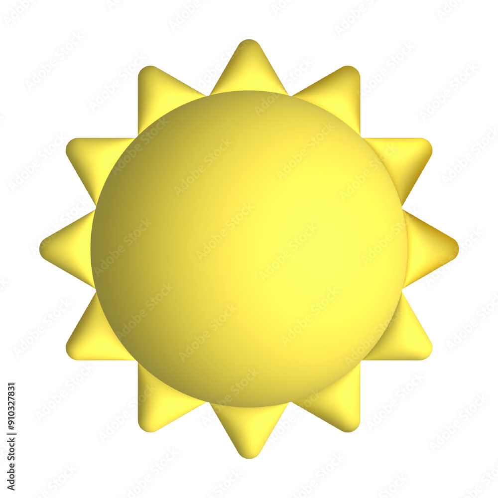 3D sun icon isolated on white background. Weather icon. 3D sun icon isolated on white background. Weather icon.