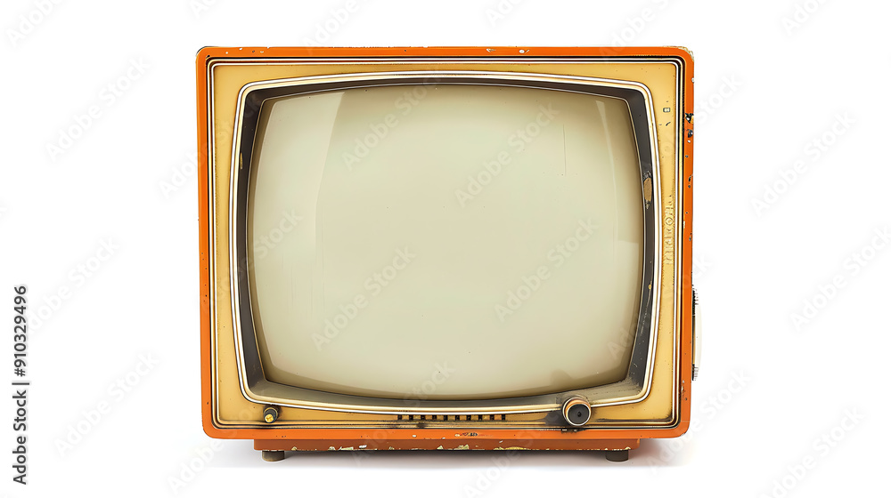 Vintage orange and beige television with blank screen evokes nostalgia ...
